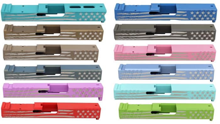 engraved cerakoted american flag glock slides