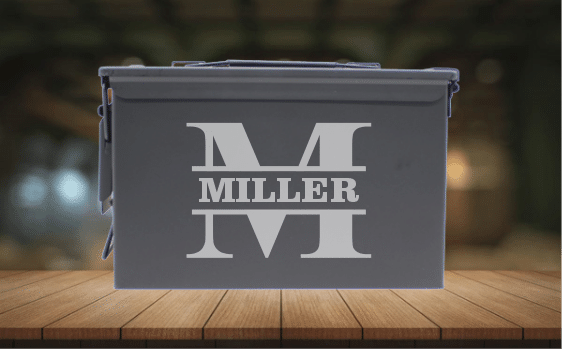 engraved ammo can example - black, backdrop