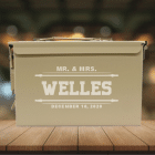 engraved ammo can example - tan, backdrop