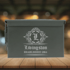 engraved ammo can example - green, backdrop