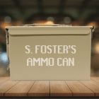 engraved ammo can example - tan, backdrop
