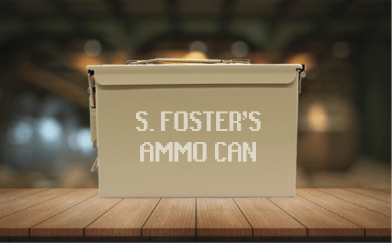 engraved ammo can example - tan, backdrop