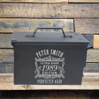 engraved ammo can example - black, backdrop